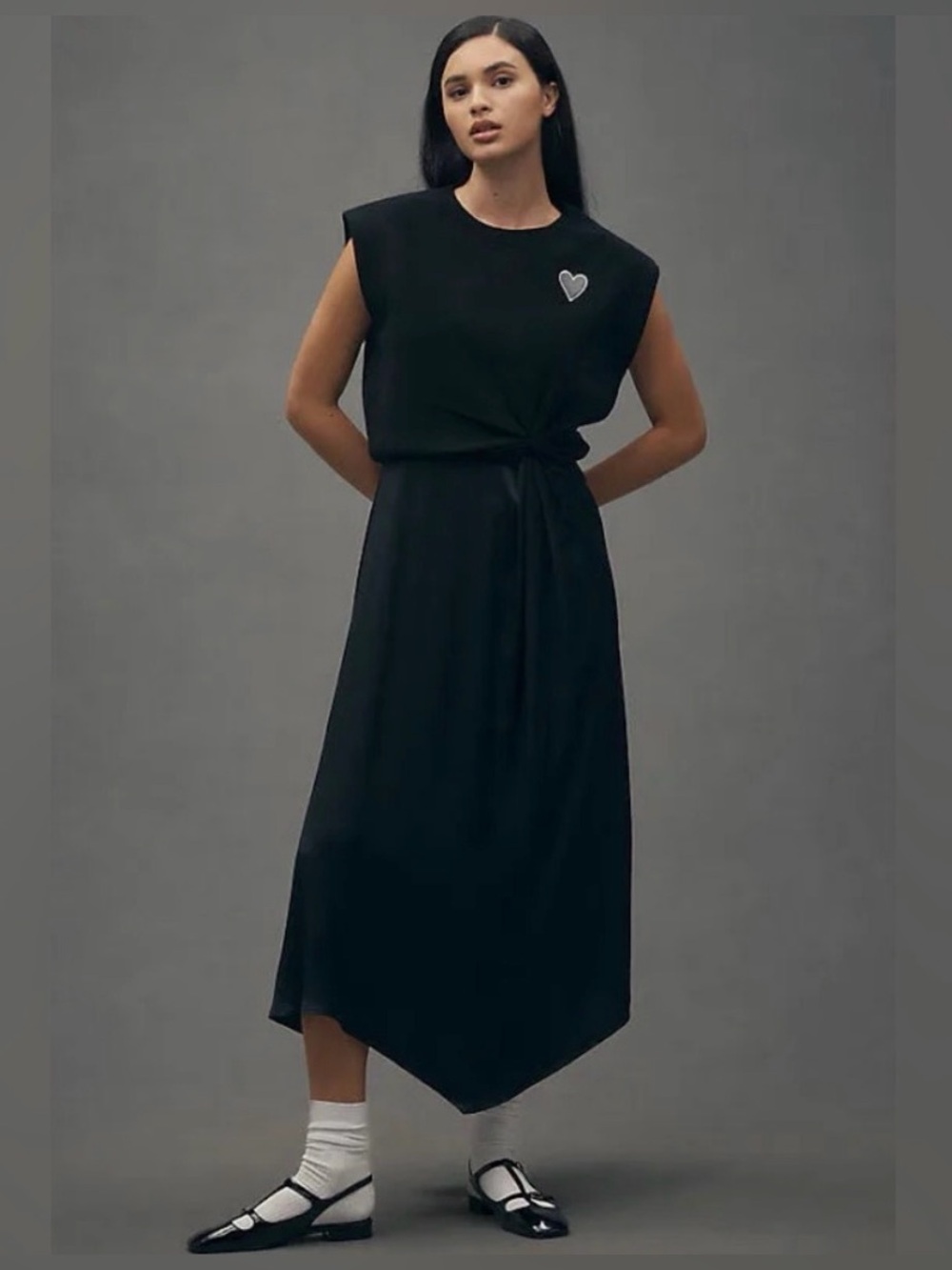 NWT Anthropologie XL Black Twofer Midi Dress